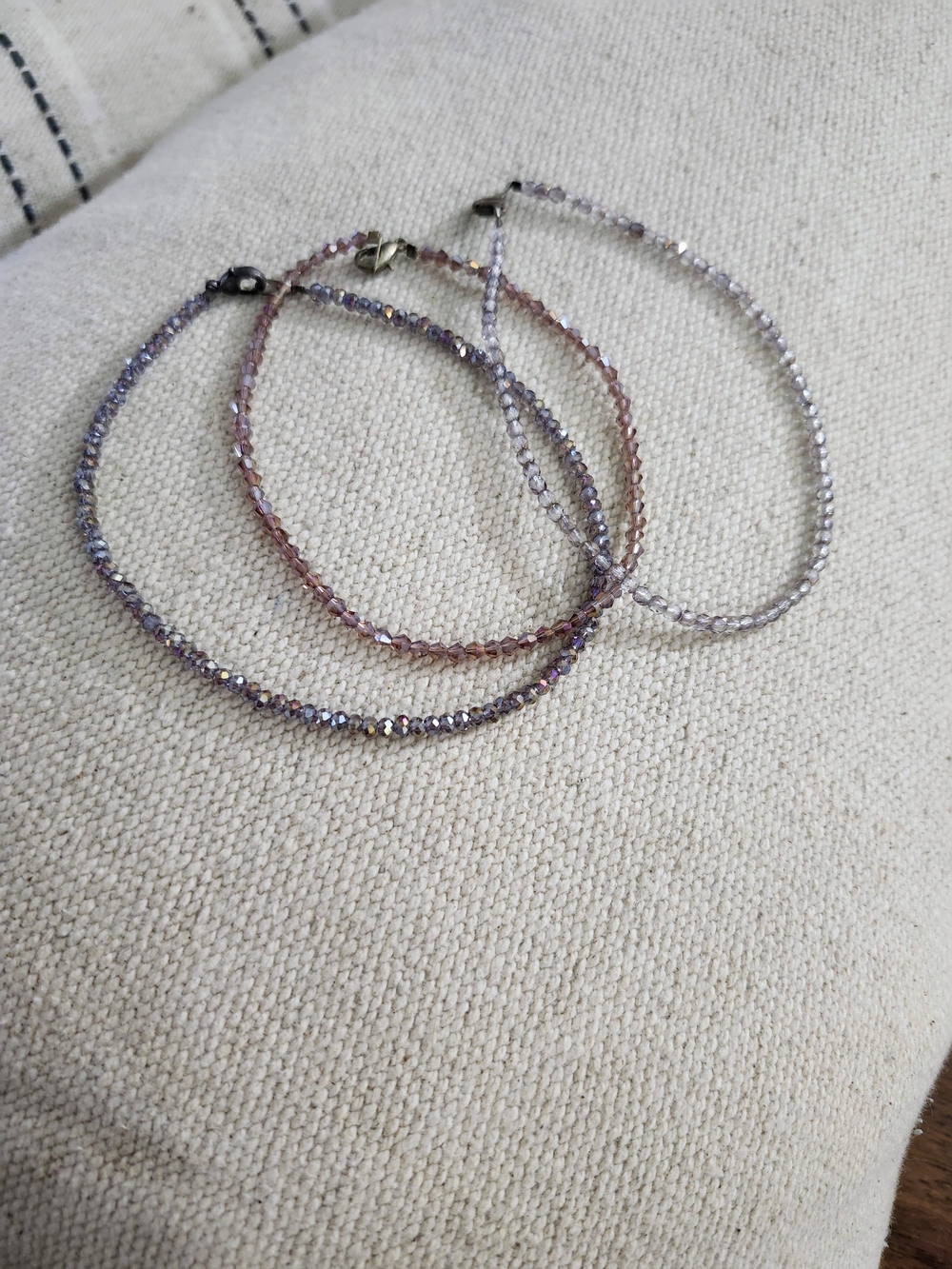 Set Of 3 Neutral Beaded Layering Anklets - Festival, Beach, Coachella, Boho - Picture 2 of 3